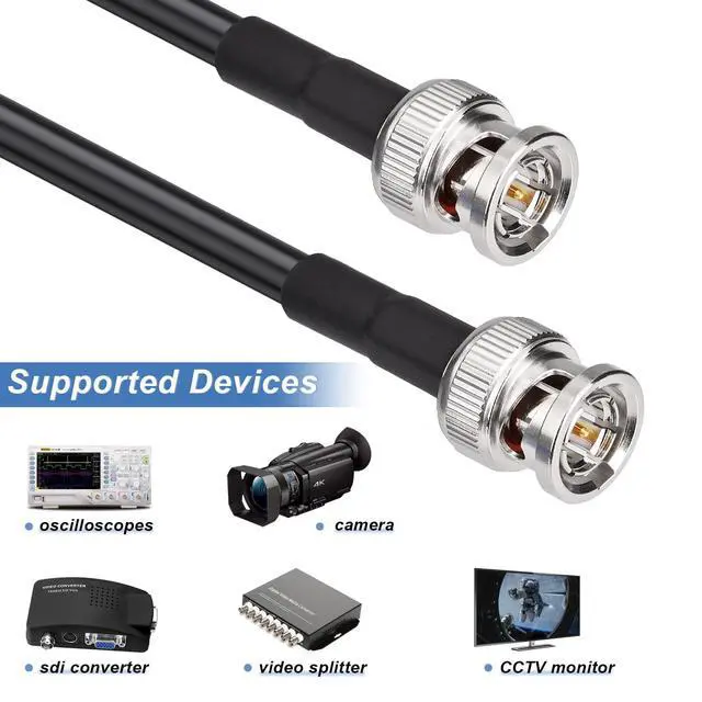 Alt view image 6 of 6 - SDI Cable 50ft 75 Ohm BNC Male to Male RG59 Precision Video Cable Supports HD-SDI/3G/6G-SDI/4K/8K CCTV Video Converter Audio Monitor Splitter
