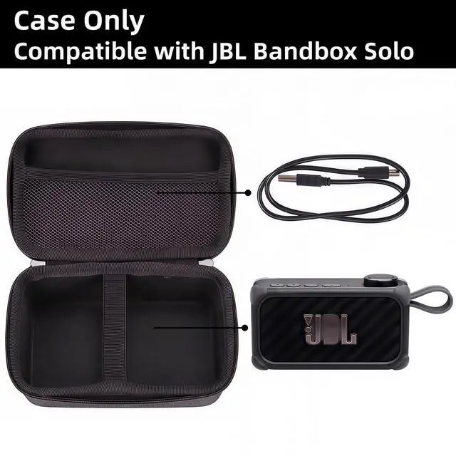 Alt view image 2 of 7 - Travel Case for JBL Bandbox Solo Portable Bluetooth Speaker, Hard EVA Protective Box with Wrist Strap & Carabiner (Only Case) (Black)