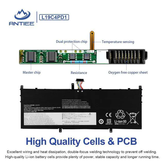 Alt view image 3 of 7 - L19C4PD1 Laptop Battery for Lenovo Ideapad Yoga 6-13ARE05 6-13ALC6 Yoga C640-13IML LTE Series L19D4PD1 5B10U65274 5B10W67329 5B10U65275 5B10W67385 SB10W67395 SB10W67360 60Wh 7820mAh