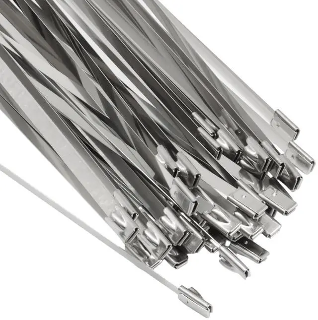 Main image of Metal Zip Ties, 24 Inch, 100 Pcs, 304 Stainless Steel | Self-Locking Cable Ties, 270lbs Tensile Strength, Heavy Duty, For Vehicles, Farms, Gardens, Outdoor Chain Link Fence