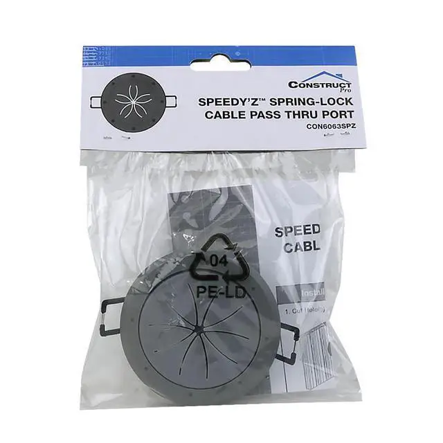Alt view image 7 of 7 - Construct Pro SpeedyZ Spring-Lock 2 Cable Pass Through Port (Gray/Each)