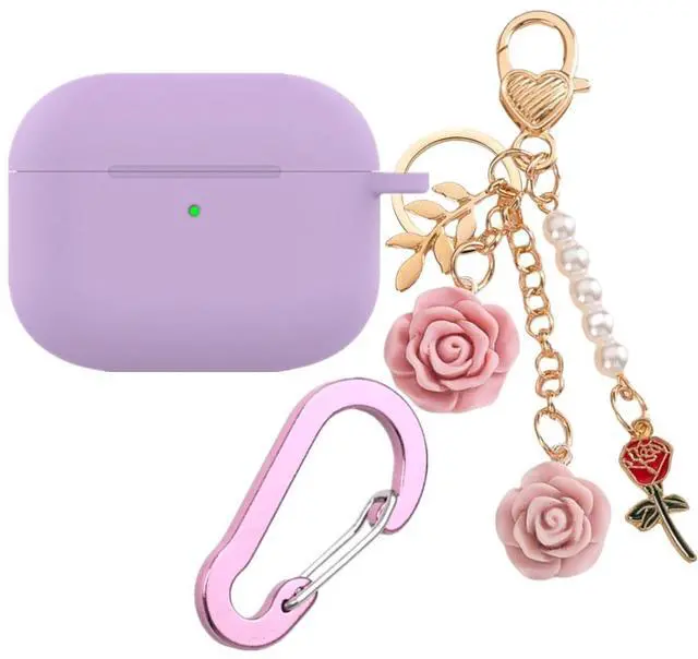 Main image of for Airpods Pro 3 Case with Cute Keychain,Silicone Shockproof Protective Cover Charms Flowers for Apple Airpod Pro 3rd Generation Case Charging Headphone Case Cover for Women Girl (Purple)