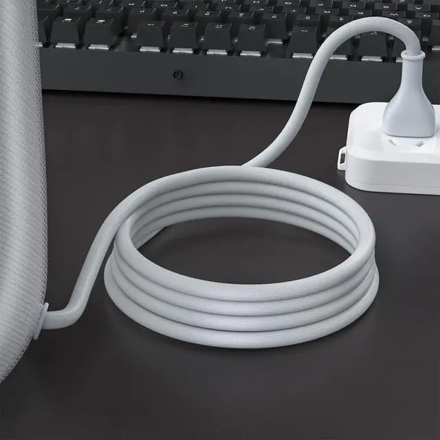Alt view image 2 of 7 - Power Cord for A1639 Homepod(1st Gen) Smart Speaker, 6ft/1.8m | US AC Power Cable 2-Prong Plug Male to Female Power Cord 622-00147, White, Not for HomePod 2(2nd Gen)