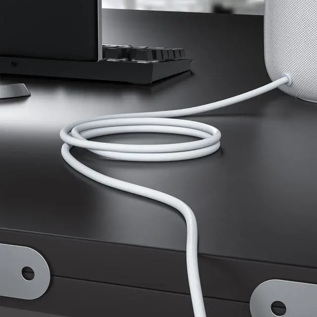 Alt view image 3 of 7 - Power Cord for A1639 Homepod(1st Gen) Smart Speaker, 6ft/1.8m | US AC Power Cable 2-Prong Plug Male to Female Power Cord 622-00147, White, Not for HomePod 2(2nd Gen)