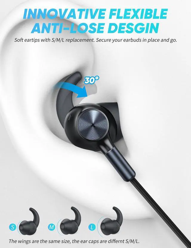 Alt view image 2 of 6 - USB Type C Headphone 5FT Wired Earbuds Anti-Loose Wingtip | Noise Canceling in-Ear Earphone with Mic for iPhone 17 Pro Max 16e 16 15 Plus School Corded Headset for Pixel 10 9 9a 8 7
