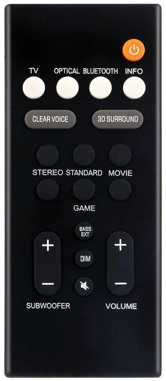 Main image of Remote Control Replacement for Yamaha SR-B20A VDQ7630 SR-C20A | SR-B20ABL SR-C20ABL ATS-C200 Sound Bar