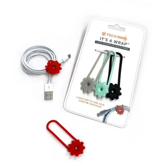 Main image of It's a Wrap Cord Organizer Set- Comes with 4, Black, Red, Mint, & Gray, Cord Wrangler, Easy to Use, Cute, Compact & Portable, for Headphones, USB Cables, Chargers, Keep Cords Neat & Tidy