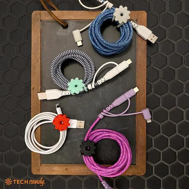 Alt view image 4 of 4 - It's a Wrap Cord Organizer Set- Comes with 4, Black, Red, Mint, & Gray, Cord Wrangler, Easy to Use, Cute, Compact & Portable, for Headphones, USB Cables, Chargers, Keep Cords Neat & Tidy