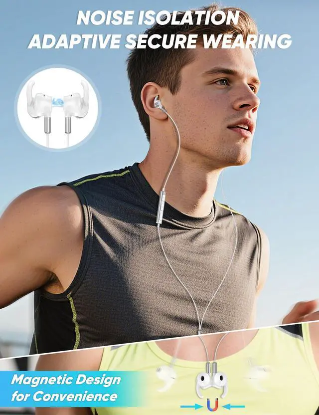 Alt view image 3 of 6 - USB Type C Headphone 5FT Wired Earbuds Anti-Loose Wingtip | Noise Canceling in-Ear Earphone with Mic for iPhone 17 Pro Max 16e 16 15 Plus School Corded Headset for Pixel 10 9 9a 8 7