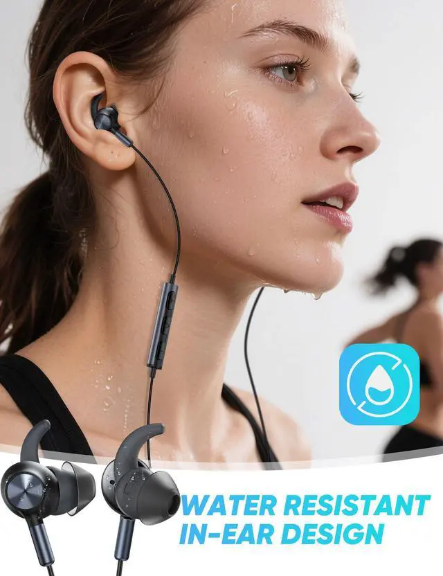 Alt view image 6 of 6 - USB Type C Headphone 5FT Wired Earbuds Anti-Loose Wingtip | Noise Canceling in-Ear Earphone with Mic for iPhone 17 Pro Max 16e 16 15 Plus School Corded Headset for Pixel 10 9 9a 8 7