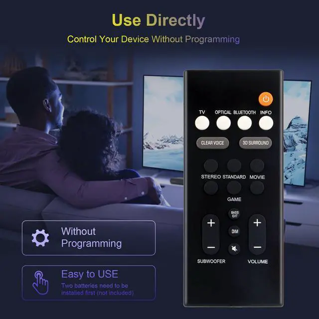 Alt view image 3 of 7 - Remote Control Replacement for Yamaha SR-B20A VDQ7630 SR-C20A | SR-B20ABL SR-C20ABL ATS-C200 Sound Bar