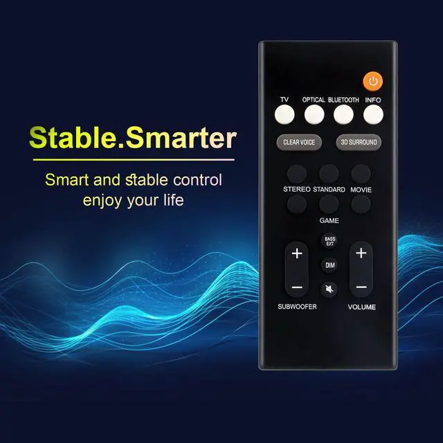 Alt view image 5 of 7 - Remote Control Replacement for Yamaha SR-B20A VDQ7630 SR-C20A | SR-B20ABL SR-C20ABL ATS-C200 Sound Bar