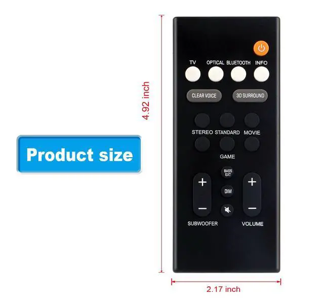 Alt view image 6 of 7 - Remote Control Replacement for Yamaha SR-B20A VDQ7630 SR-C20A | SR-B20ABL SR-C20ABL ATS-C200 Sound Bar