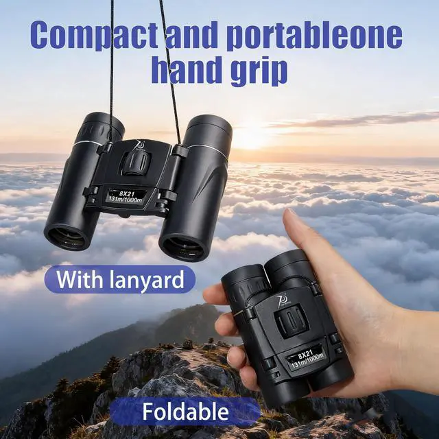 Alt view image 2 of 6 - 8x21 Small Compact Binoculars for Adults Kids,Mini Pocket Folding Binocular | Lightweight Travel Binoculars for Cruise Ship, Bird Watching, Sightseeing, Hiking, Concert, Theater, Opera and Sports