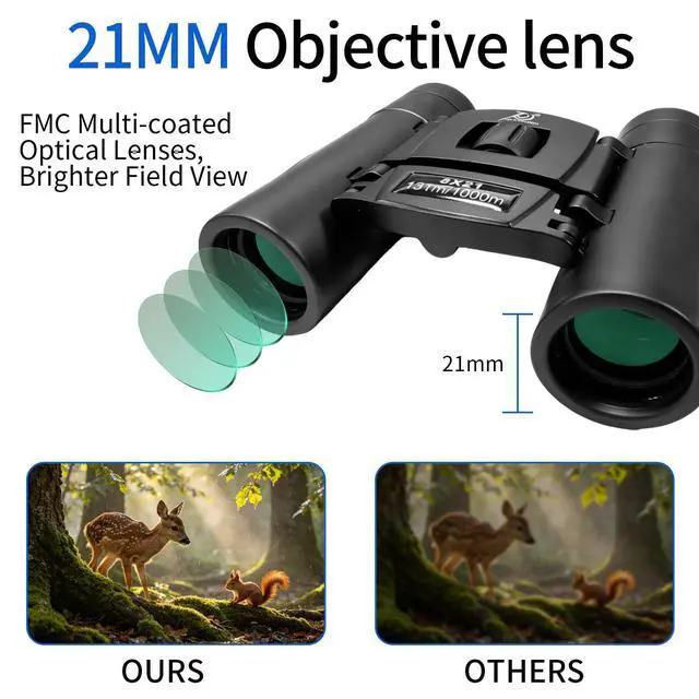 Alt view image 3 of 6 - 8x21 Small Compact Binoculars for Adults Kids,Mini Pocket Folding Binocular | Lightweight Travel Binoculars for Cruise Ship, Bird Watching, Sightseeing, Hiking, Concert, Theater, Opera and Sports