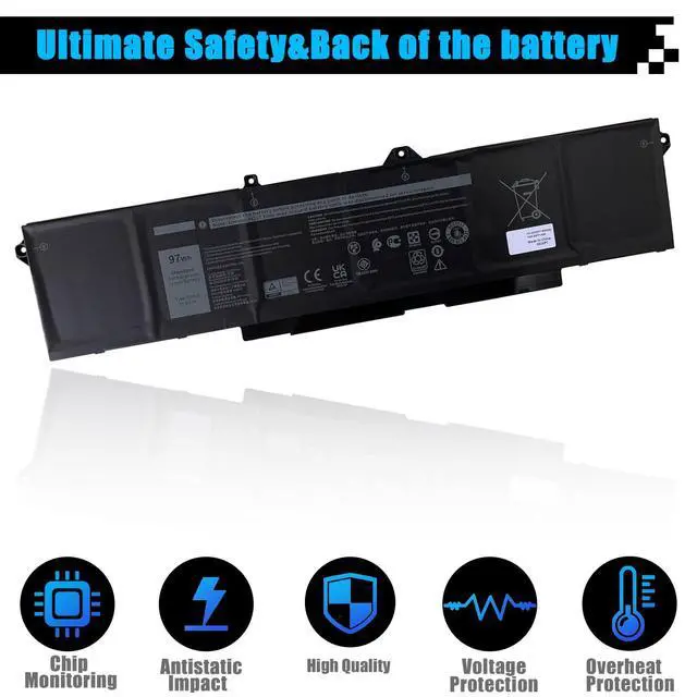Alt view image 4 of 7 - 9JRV0 Laptop Battery Replacement for Dell Latitude 5521 5531 Precision 3561 3571 3581 Alienware m17 R5 AMD/Alienware m18 R1 AMD Series 0P3TJ 0R05P0 05RGW 97Wh