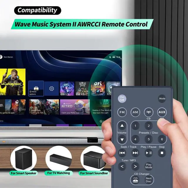 Alt view image 2 of 7 - New Replacement Remote Control Compatible with Bose Acoustic Wave Music System II AWRCCI