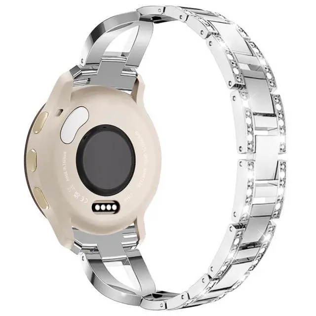 Alt view image 2 of 7 - Compatible for Garmin Venu 4 41mm/Venu 3S/Venu 2S/Vivoactive 4S/Vivomove 3S Band, Women 18mm Quick Release Metal Bling Jewelry Rhinestone Strap Wristband for Forerunner 255S/265S