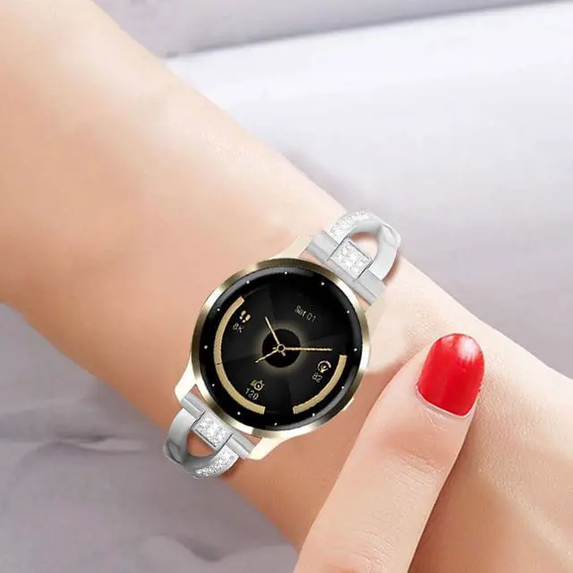 Alt view image 6 of 7 - Compatible for Garmin Venu 4 41mm/Venu 3S/Venu 2S/Vivoactive 4S/Vivomove 3S Band, Women 18mm Quick Release Metal Bling Jewelry Rhinestone Strap Wristband for Forerunner 255S/265S