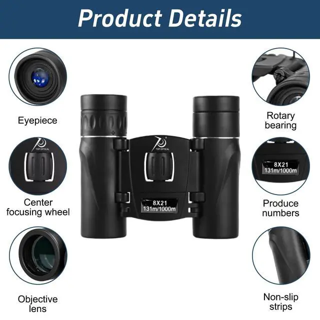Alt view image 5 of 6 - 8x21 Small Compact Binoculars for Adults Kids,Mini Pocket Folding Binocular | Lightweight Travel Binoculars for Cruise Ship, Bird Watching, Sightseeing, Hiking, Concert, Theater, Opera and Sports