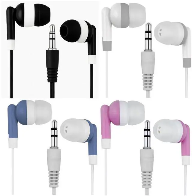 Main image of LowCostEarbuds Bulk Pack of 50 Mixed Candy Color Individually Packaged 3.5mm in-Ear Earbuds/Headphones - Great for Schools/Kids/Libraries