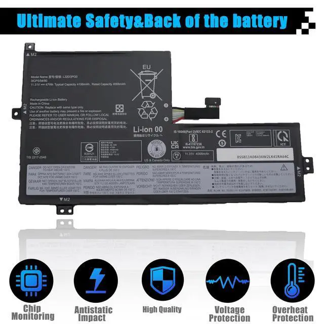 Alt view image 4 of 7 - L22D3PG0 SB11K08436 Battery Replacement for Lenovo 100e Chromebook Gen4 300e 500e Yoga Chromebook Gen4 IP Flex 3 Chrome 12IAN8 Slim 3 Chrome 14M868 Series L22M3PG0 L22B3PG0 L22X3PG0 L22C3PG0 47Wh