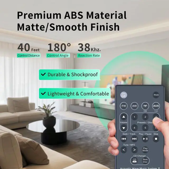 Alt view image 5 of 7 - New Replacement Remote Control Compatible with Bose Acoustic Wave Music System II AWRCCI