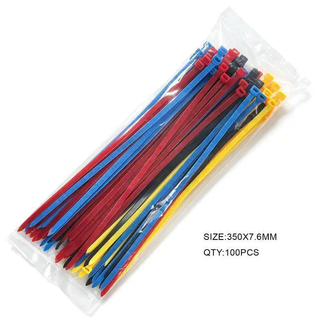 Alt view image 7 of 7 - 100PCS 14 Inch Colored Zip Ties, 120LBS Strength Heavy Duty, PA66 Nylon | 0.3 inch Wide, Assorted 5 Colors, Self-Locking UV Resistant Cable Ties for Color-Coded Cable Management