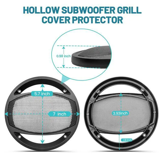 Alt view image 2 of 7 - 6.5 Inch Car Audio Speaker Hollow Mesh Subwoofer Grill, 6 1/2 Inch Sub Woofer Cover Grill Decorative Guard Protector W/8*Screws