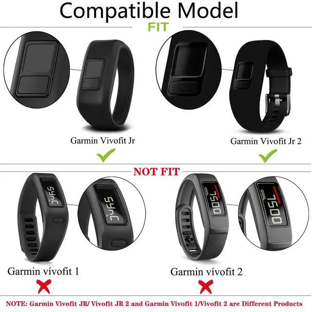 Alt view image 7 of 7 - Band for Garmin Vivofit Jr/Vivofit Jr. 2, Soft Silicone Replacement Watch Band Strap for Garmin Vivofit Jr/Vivofit Jr. 2 Activity Tracker, Small, Large