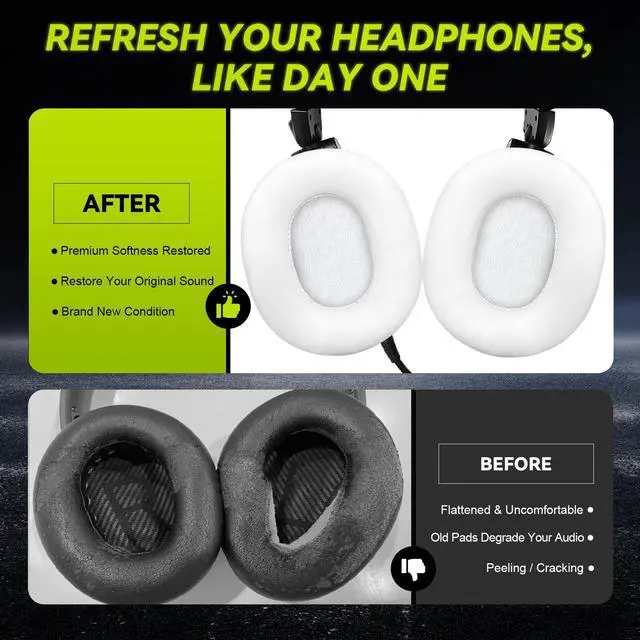 Alt view image 3 of 6 - Earpads Replacement for Audio Technica ATH M50X M50xBT2 M50xLAB M40X M30X M20X MSR7 SX1 Monitor Headphones, Ear Pads Cushions with Softer Protein Leather, High-Density Foam (White)