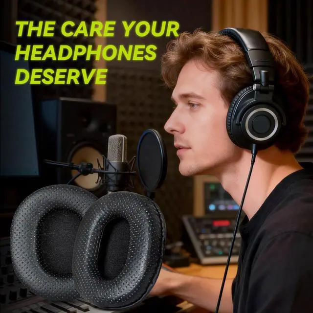 Alt view image 6 of 6 - Earpads Replacement for Audio Technica ATH M50X M50xBT2 M50xLAB M40X M30X M20X MSR7 SX1 Monitor Headphones, Ear Pads Cushions with Softer Protein Leather, High-Density Foam (Perforated-Black)
