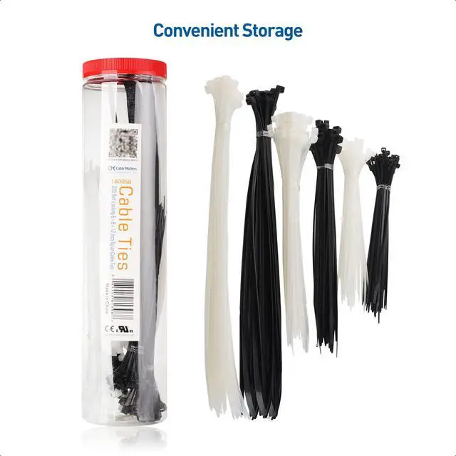 Alt view image 4 of 7 - 200-Pack Indoor and Outdoor 6, 8,12-Inch Self-Locking Nylon Zip Ties Assorted Sizes & 140-Pack Indoor and Outdoor 6, 12-Inch Self-Locking Nylon Zip Ties Assorted Sizes