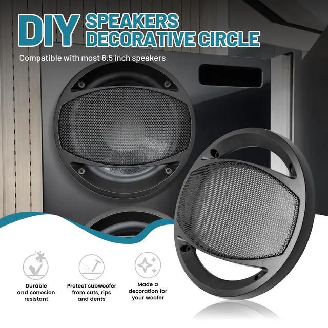 Alt view image 4 of 7 - 6.5 Inch Car Audio Speaker Hollow Mesh Subwoofer Grill, 6 1/2 Inch Sub Woofer Cover Grill Decorative Guard Protector W/8*Screws