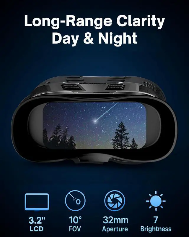 Alt view image 4 of 6 - 4K Night Vision Binoculars for Adults Full-Color Infrared, 8X Zoom, 1000m Long Range, 36MP Photos & 4K Video, 3.2" Screen, 4000mAh Rechargeable Battery, 32GB Card, For Hunting, Camping & Security