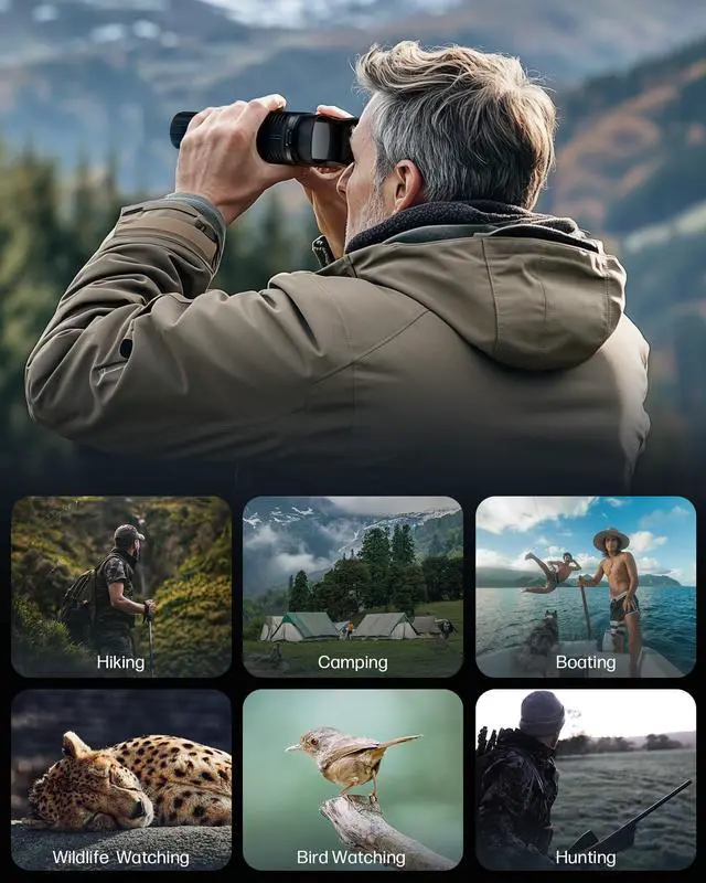 Alt view image 6 of 6 - 4K Night Vision Binoculars for Adults Full-Color Infrared, 8X Zoom, 1000m Long Range, 36MP Photos & 4K Video, 3.2" Screen, 4000mAh Rechargeable Battery, 32GB Card, For Hunting, Camping & Security