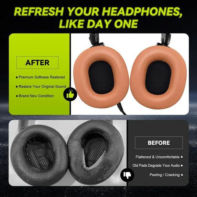 Alt view image 3 of 6 - Earpads Replacement for Audio Technica ATH M50X M50xBT2 M50xLAB M40X M30X M20X MSR7 SX1 Monitor Headphones, Ear Pads Cushions with Softer Protein Leather, High-Density Foam (Brown)