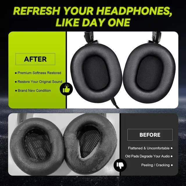 Alt view image 3 of 6 - Earpads Replacement for Audio Technica ATH M50X M50xBT2 M50xLAB M40X M30X M20X MSR7 SX1 Monitor Headphones, Ear Pads Cushions with Softer Protein Leather, High-Density Foam (Black)