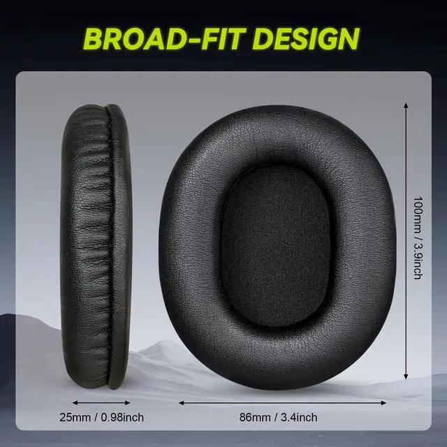 Alt view image 5 of 6 - Earpads Replacement for Audio Technica ATH M50X M50xBT2 M50xLAB M40X M30X M20X MSR7 SX1 Monitor Headphones, Ear Pads Cushions with Softer Protein Leather, High-Density Foam (Black)