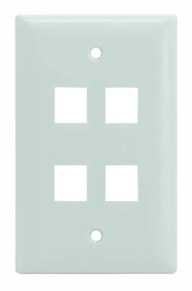 Main image of Legrand - OnQ 4 Port Keystone Single Gang Wall Plate, 1 Gang Keystone Wall Plate Supports 4 Keystone Insert, Screw-In Plastic, White, 10 Count, WP3404WH10