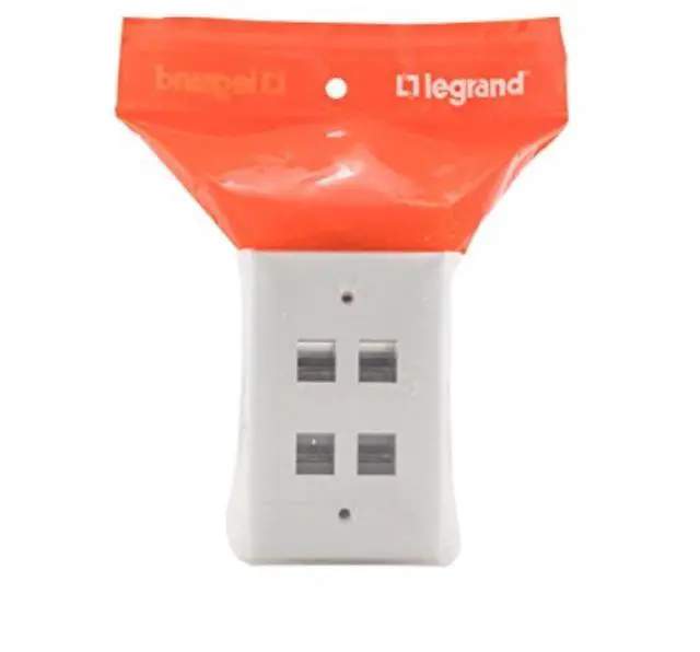 Alt view image 3 of 7 - Legrand - OnQ 4 Port Keystone Single Gang Wall Plate, 1 Gang Keystone Wall Plate Supports 4 Keystone Insert, Screw-In Plastic, White, 10 Count, WP3404WH10