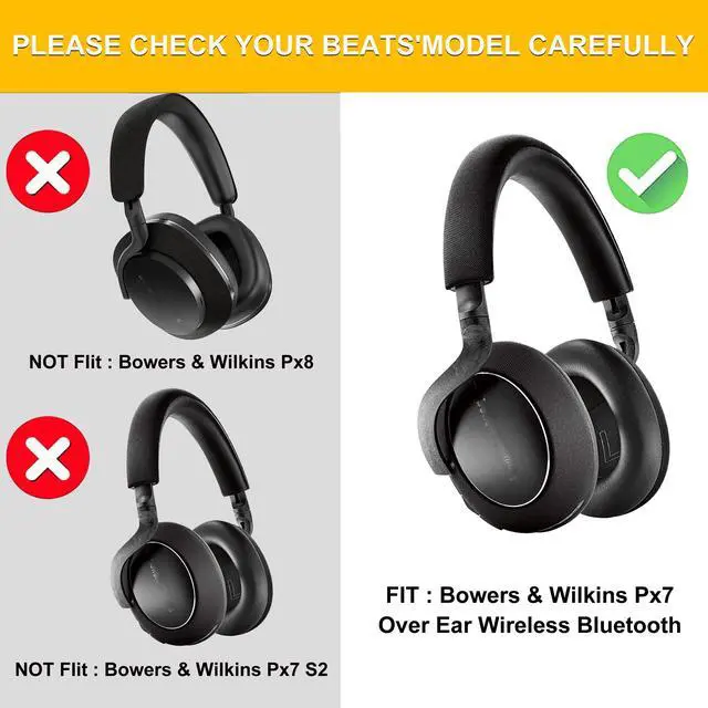 Alt view image 2 of 7 - Px7 Earpads - Replacement Ear Pads Cover Cushions Compatible with Bowers & Wilkins Px7 Over Ear Wireless Bluetooth Headphones,High-Density Noise Cancelling Foam (Black Protein Leather)