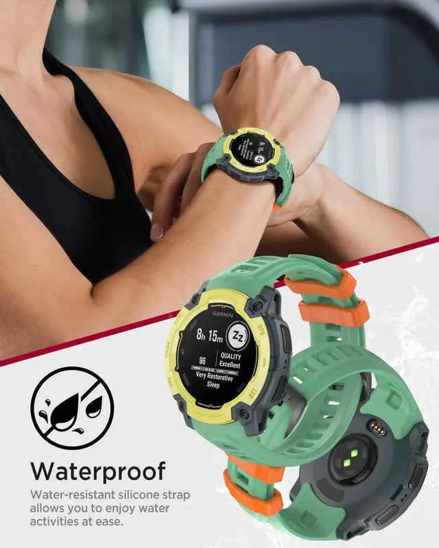 Alt view image 7 of 7 - Silicone Band for Garmin Instinct 3/E 45mm Sport Strap, 22mm/26mm Waterproof Adjustable Watch Bracelet Replacement Wristband for Garmin Instinct 3 SOLAR/AMOLED for Men and Women
