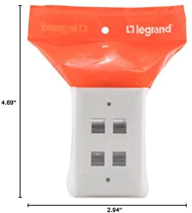 Alt view image 6 of 7 - Legrand - OnQ 4 Port Keystone Single Gang Wall Plate, 1 Gang Keystone Wall Plate Supports 4 Keystone Insert, Screw-In Plastic, White, 10 Count, WP3404WH10