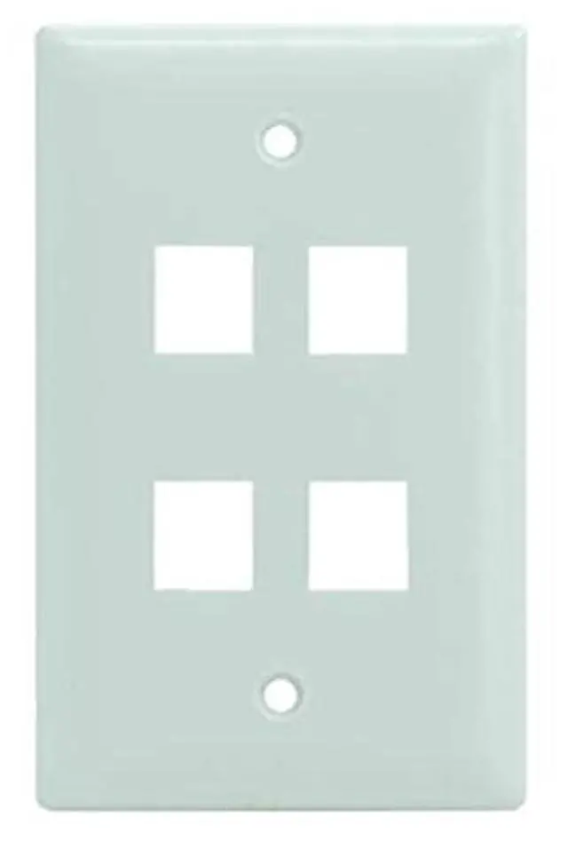 Alt view image 7 of 7 - Legrand - OnQ 4 Port Keystone Single Gang Wall Plate, 1 Gang Keystone Wall Plate Supports 4 Keystone Insert, Screw-In Plastic, White, 10 Count, WP3404WH10