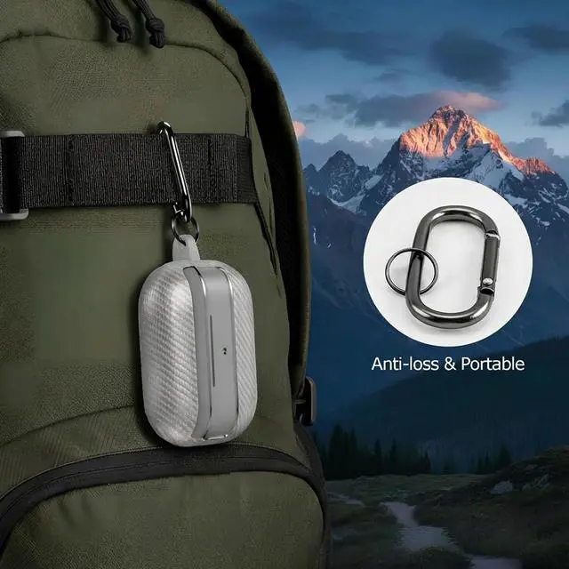 Alt view image 6 of 7 - Carbon Fiber Texture Design Protective Cover for AirPods Pro 3 Case, Shockproof Hard Shell for AirPod Pro 3 Case, Stylish and Durable Cover for Men/Wome,Gray(USB-C Cable)