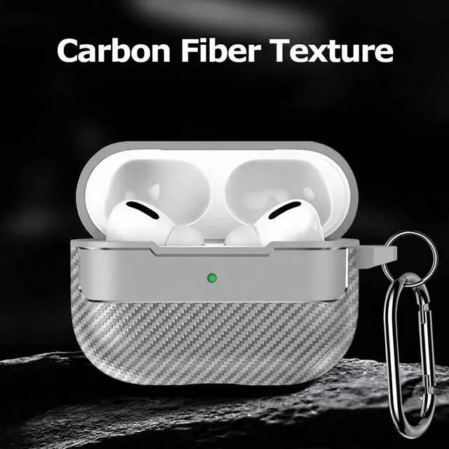 Alt view image 3 of 7 - Carbon Fiber Texture Design Protective Cover for AirPods Pro 3 Case, Shockproof Hard Shell for AirPod Pro 3 Case, Stylish and Durable Cover for Men/Wome,Gray(USB-C Cable)