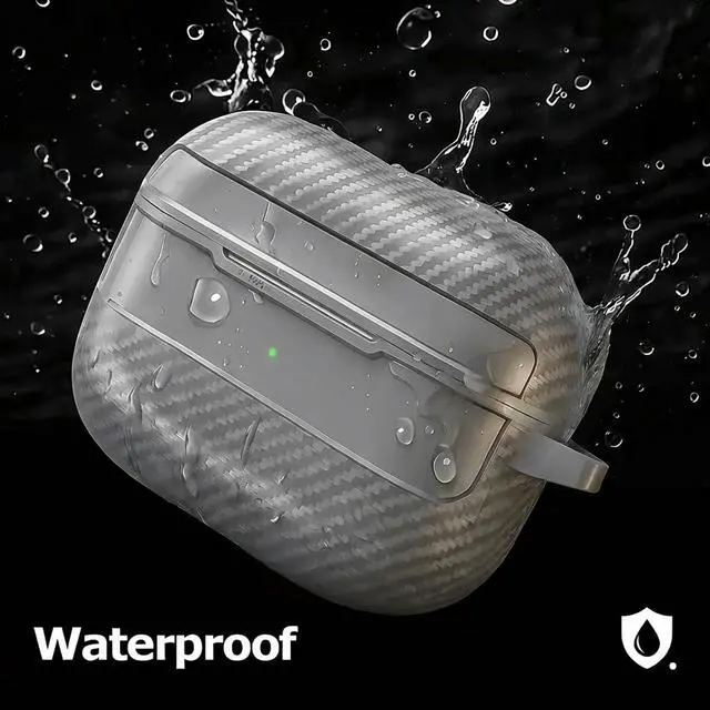Alt view image 5 of 7 - Carbon Fiber Texture Design Protective Cover for AirPods Pro 3 Case, Shockproof Hard Shell for AirPod Pro 3 Case, Stylish and Durable Cover for Men/Wome,Gray(USB-C Cable)