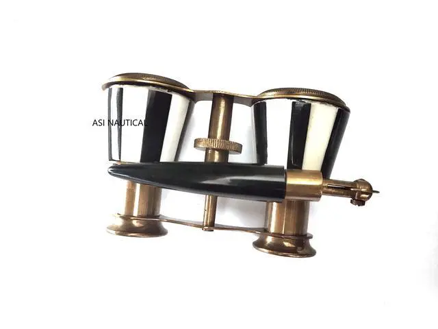 Alt view image 2 of 6 - 2.5 Inch Opera Glasses - Binoculars for Adults & Kids, Mother of Pearl Solid Brass, Pocket Size, Bird Watching, Hunting