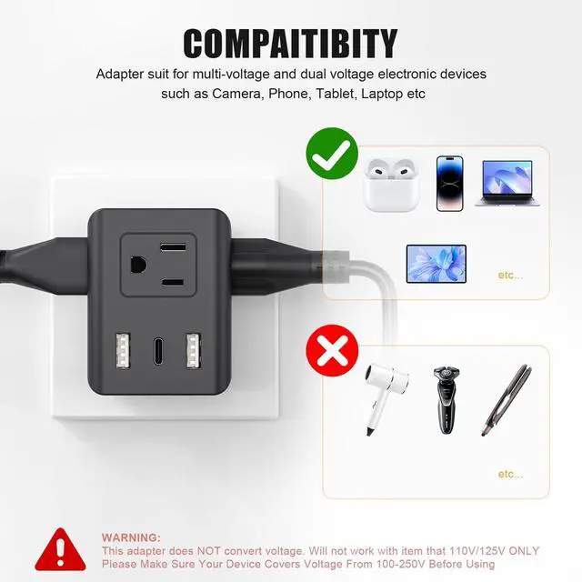 Alt view image 7 of 7 - US to UK Ireland Travel Plug Adapter, Type G Power Adapter with 3 AC Outlets & 3 USB Ports (PD20W USB-C), 3250W/13A for USA to Dubai Singapore UAE UK Hong Kong, Black